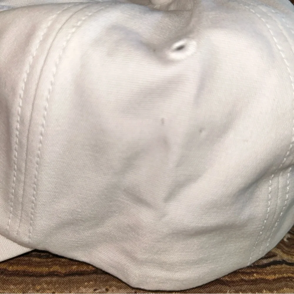 🌺 Vtg Hibiscus Flower Embroidered Baseball Cap Adjustable Tropical white blue
